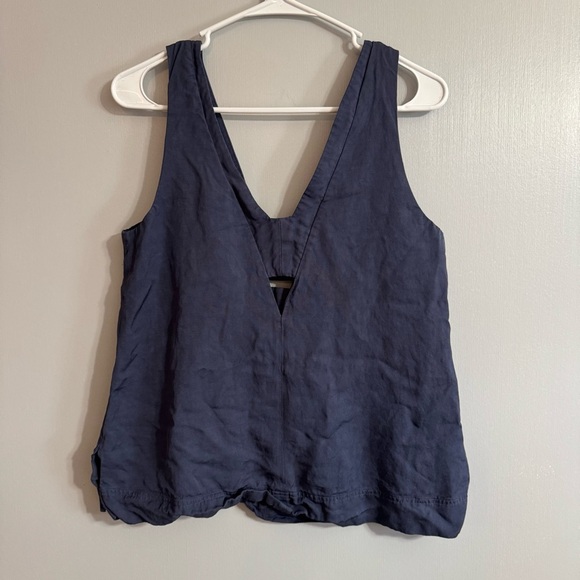 Reiss Emi Linen Blend V-Neck Top Size 6 - Picture 4 of 7